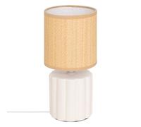 Atmosphera Lampe cylindre Tylia céramique cannage 26 cm Blanc