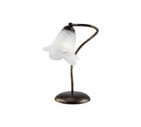 Lampe à poser en fer Or Marron un abat-jour en verre Blanc 25x h31 cm