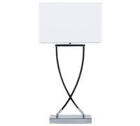 Lampe à Poser en Métal Chromé Abat-Jour Rectangulaire Blanc en Polycoton Yasuni