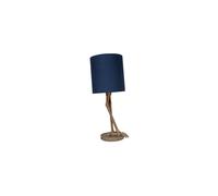 Lampe à poser en métal doré, abat-jour cylindrique bleu foncé, E14, pieds sculptés en forme de pattes d'oiseaux - Chehoma, Anda - 28x28x72 cm