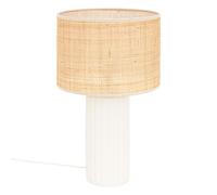 Lampe à Poser en Rotin "Tylia" 47cm Blanc & Naturel