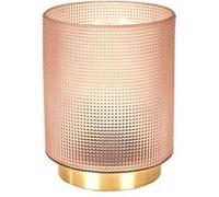 Lampe à Poser en Verre Fumé Embossé Rose Socle Doré - LORI - ALTOBUY Or