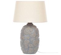 Beliani Lampe de Chevet en Céramique Abat-jour Empire Motif Floral Gris et Beige Ferrey