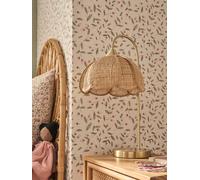 VERTBAUDET Lampe à poser fleur en rotin et pied en laiton or TU