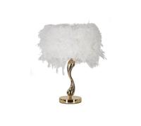 Lampe à Poser Imitation Plume "Cart" 47cm Or & Blanc
