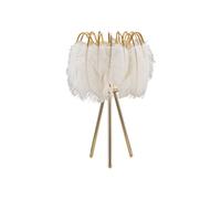 Lampe à Poser Imitation Plume "Stand" 60cm Or & Blanc