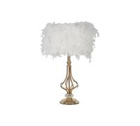 Lampe à Poser Imitation Plume "Tarty" 54cm Or & Blanc