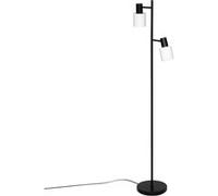 Lampe à poser, lampadaire droit en verre et fer coloris noir - Longueur 28,5 x Profondeur 23 x Hauteur 143 cm - PEGANE - Noir