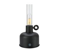 Lampe à poser 'Lampe à huile' LED, rechargeable noire, IP44, 200 lm, dimmable, blanc chaud