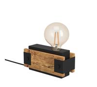 Lampe à poser LAYHAM E27 1X16W en bois et acier marron et noir 200x85x100mm
