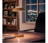 Lampe à Poser LED 3W Portable Cuir et Métal avec Batterie USB Rechargeable Limer Jaune