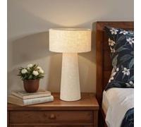 Lampe à poser Leeroy en lin beige taupe IP20 E27 240W Ø30 x H.50cm Lucide