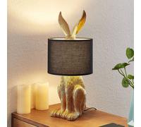 Lindby Lampe à poser Lorentina (Moderne) en Noir Textile e. a. pour Salon & Salle manger (1 lampe,à E27), textile