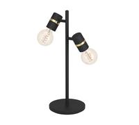 Lampe à poser LURONE E27 2X10W en acier noir et laiton 205x50x500mm