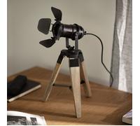 LEDKIA LIGHTING - Lampe à Poser Métal et Bois Cinema Kurangna XS | Design Élégant et Minimaliste | Compatible Ampoules E14 | Idéale pour Intérieurs Variés, Noir, Bois