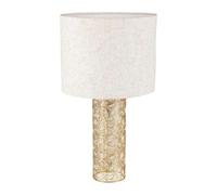 Lampe à poser - Métal et lin - Beige et doré - 45x24 cm - Déco