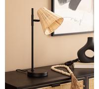 TechBrey Lampe à Poser Métal et Rotin Cesto Noir Noir G