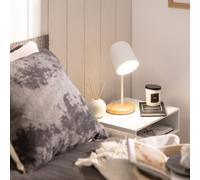 LEDKIA LIGHTING - Lampe à Poser Métal Kidonge | Design Moderne et Élégant | Compatible Ampoule LED E27 | Usage Polyvalent: Maison, Bureau, Café | Dimensions: 400xØ150mm, Brun, Bois