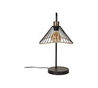 Lampe à Poser Noire Abat-Jour Filaire Finition Rotin - COREEN -