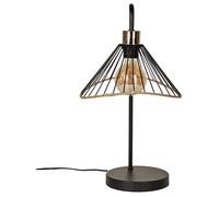 Lampe à Poser Noire Abat-Jour Filaire Finition Rotin - COREEN