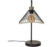 Lampe à Poser Noire Abat-Jour Filaire Finition Rotin - COREEN -