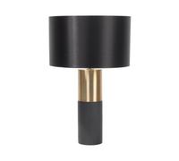 Beliani Lampe à Poser Lampe de Table en Métal Gris et Doré avec Abat-jour Cylindrique Noir E27 Max 40W pour Chambre ou Salon au Design Moderne
