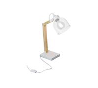 MAGO - Lampe à Poser Orientable en Pin Abat-Jour Grillage Métal Blanc - Altobuy Blanc