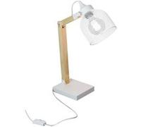 MAGO - Lampe à Poser Orientable en Pin Abat-Jour Grillage Métal Blanc - Altobuy Blanc