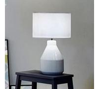 Lampe Ã poser pied forme pot en cÃ©ramique avec abat jour coton hauteur 45.5cm Amber - Blanc - Blanc Blanc G