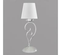 Lampe À Poser Pompei H. 50cm Abat-Jour Tissu Blanc Blanc