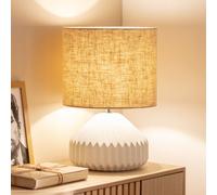 LEDKIA LIGHTING Lampe à Poser Porcelaine et Tissu Monduver Blanc