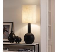 LEDKIA LIGHTING - Lampe à Poser Porcelaine Guldan | Pour Ampoule E27 220-240V | Design Moderne et Élégant | Utilisation Polyvalente | Dimensions 760 mm x Ø280 mm, Noir, Porcelaine, Tissu