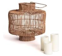 LEDKIA LIGHTING Lampe à Poser Rotin Masái Couleur Naturelle avec télécommande