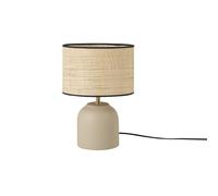 Lampe à poser taupe en céramique mate et abat-jour en raphia H35 cm ROCHA