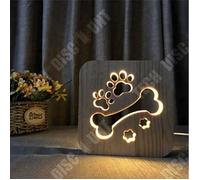 Lampe à poser - TD® - Veilleuse créative 3D - Bois massif - LED - Jaune