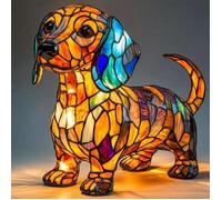 Lampe A Poser - Teckel Lampe, Veilleuse Artistique SéRie Chien, LED LumièRes DéCoratives pour Animaux De Compagnie,RéSine Couleur