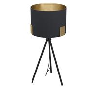 Lampe à poser TORTOLA 1 E27 1X40W en acier noir et laiton D260mm