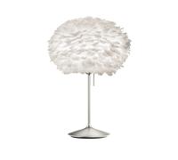 Lampe à Poser Umage Eos Medium Blanc avec Base en Acier Brossé et Port USB