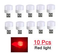 Lampe à prise USB 5V 1W Super brillante pour la Protection des yeux,chargeur d'alimentation USB pour ordinateur portable,petite lampe d'ambiance,10 pièces - Type 10PCS-Red light