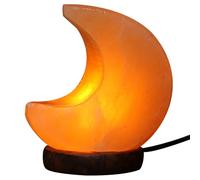 Lampe à Sel Base en Bois Lampe à Sel USB 2.0 LED éclairage Chaud Lampe De Roche De Sel Décorative Lampe De Chevet De Nuit Résistante à L'humidité pour La Chambre à Coucher De La Maison, Forme De Lune