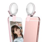 Lampe à selfie LED portable pour téléphone portable avec éclairage doux et uniforme, accessoire rose à clipser pour photographie en faible luminosité