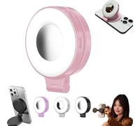 Lampe à selfie magnétique 3 en 1 pour téléphone, lumière à selfie magnétique avec miroir, lumières de remplissage magnétiques pliables à 360°, trois températures de couleur douces, pour selfies de