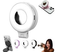 Lampe à Selfie magnétique 3 en 1 pour téléphone Portable, Anneau Lumineux LED 360° avec Miroir, luminosité réglable sur 3 Niveaux, idéale pour Les retouches, Les Selfies et Les vidéos