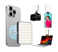 Lampe à selfie magnétique pour téléphone portable, gliship 128 LED, compatible avec Magsafe rechargeable, portable, lampe de remplissage avec 3 modes d'éclairage pour téléphone, appareil photo,