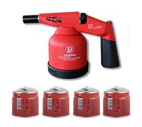 Lampe à souder à gaz 1760W + 4 Cartouches gaz Utilisation à 360°- Chalumeau à gaz Allumage électronique à batterie PROWELTEK