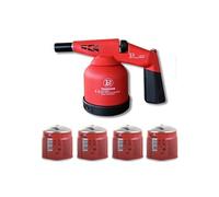 PROWELTEK - Lampe à souder à gaz 1760W + 4 Cartouches gaz Utilisation à 360°- Chalumeau à gaz Allumage électronique à batterie
