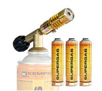 LAMPE A SOUDER AVEC 3 CARTOUCHES DE GAZ 600ML FILETAGE 7/16""- KEMPER -05896
