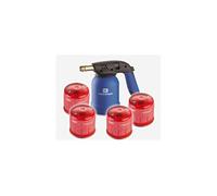 Lampe a souder coque ABS avec allumage piezo + 4 cartouches gaz 190g avec sécurité stop gaz Kemper