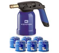 Lampe a souder Coque Acier Allumage piezo + 6 Cartouches de gaz 190gr STOP GAZ Perçables KEMPER