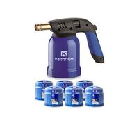 Lampe a souder Coque Acier Allumage piezo + 6 Cartouches de gaz 190gr STOP GAZ Perçables KEMPER